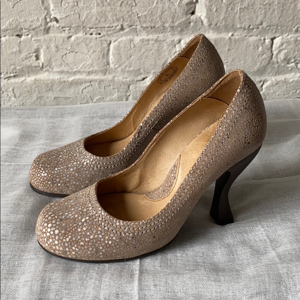 John Fluevog Leather Patterned Heels.